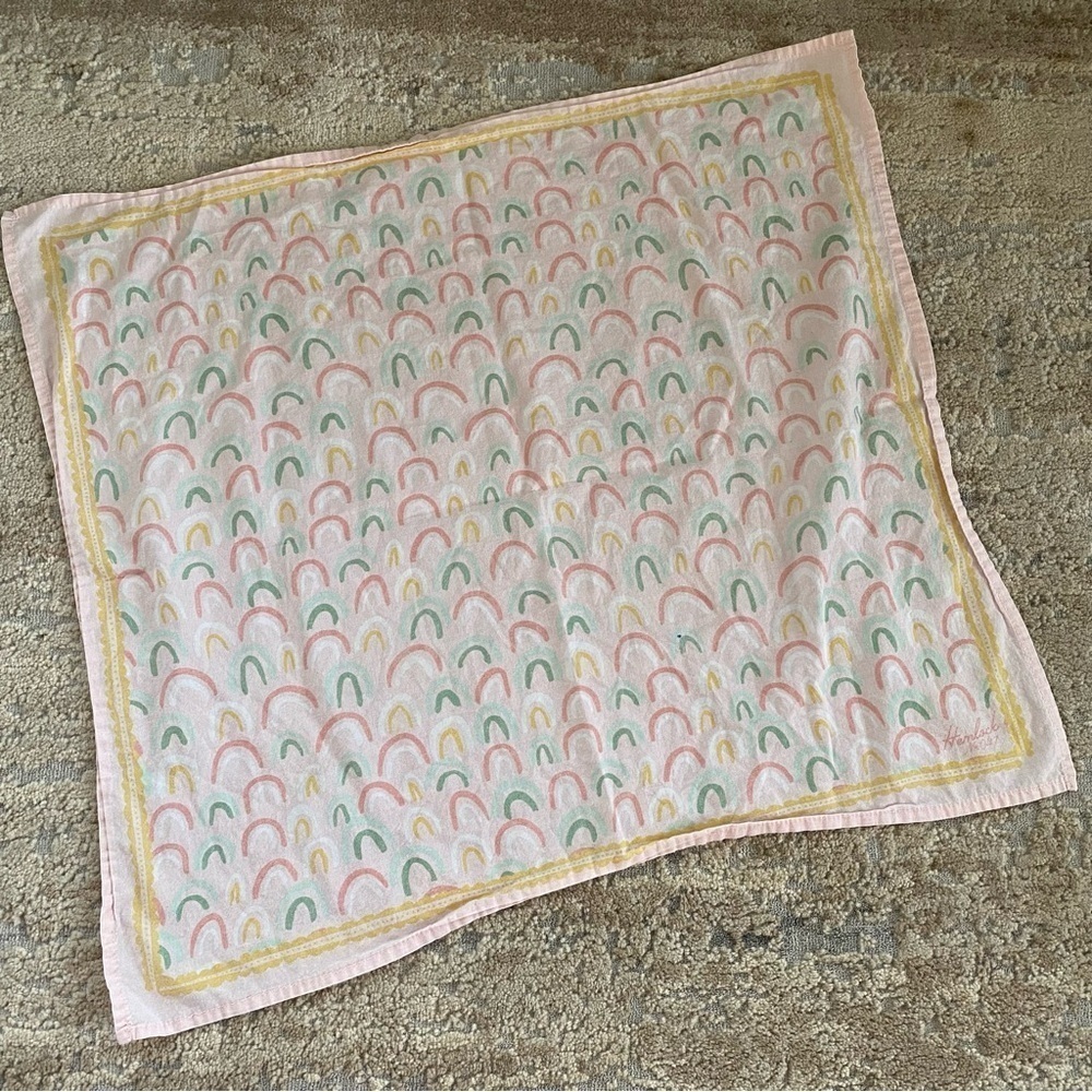 Hemlock Handker #047 Handkerchief Bandana Scarf Rainbows Pink 100% Cotton